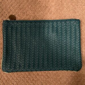 Deux lux teal woven clutch